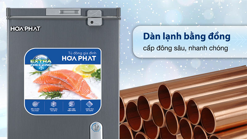 Chất liệu dàn lạnh của Tủ đông mini Hòa Phát HPF-AD6107G