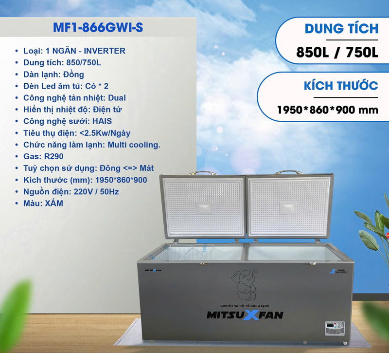 Thông số kỹ thuật của tủ đông MitsuXfan MF1-866GWI-S