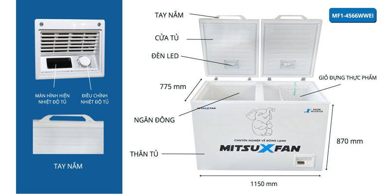 Cấu tạo của tủ đông MitsuXFan MF1-4566WWEI