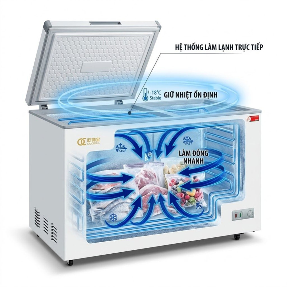 Tủ đông nằm dung tích 438L Oucboll BD/BC-438 - Hàng chính hãng