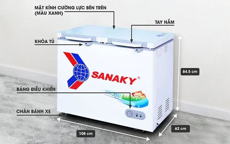 Thiết kế của Tủ đông nằm Sanaky VH-2899A2KD