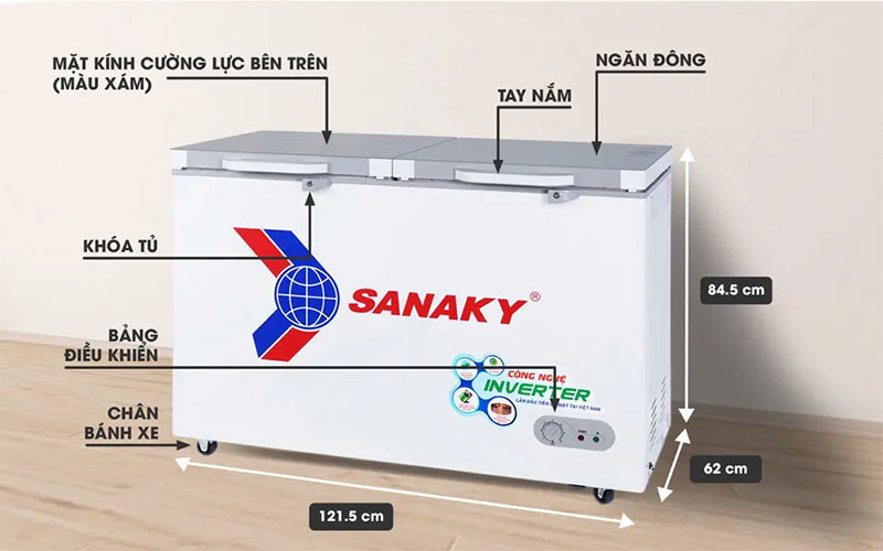 Thiết kế của Tủ đông nằm Sanaky VH-3699A4K