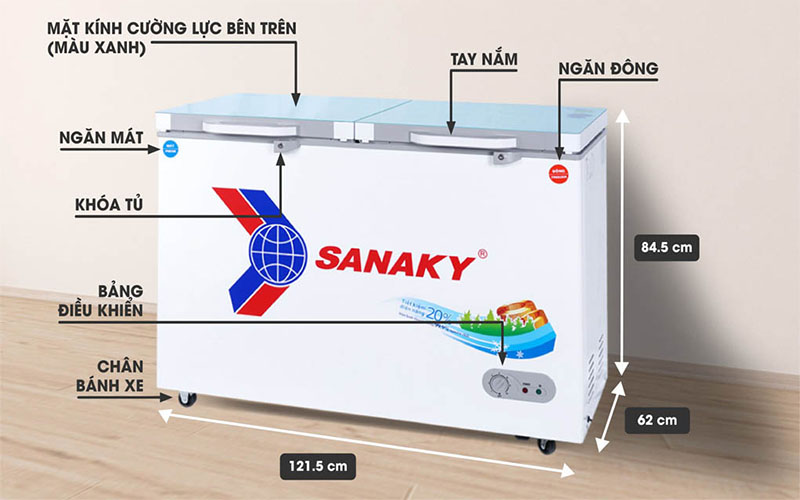 Thiết kế của Tủ đông nằm Sanaky VH-3699W2KD
