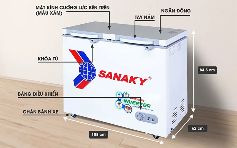 Thiết kế của Tủ đông nằm Sanaky VH-2899A4K