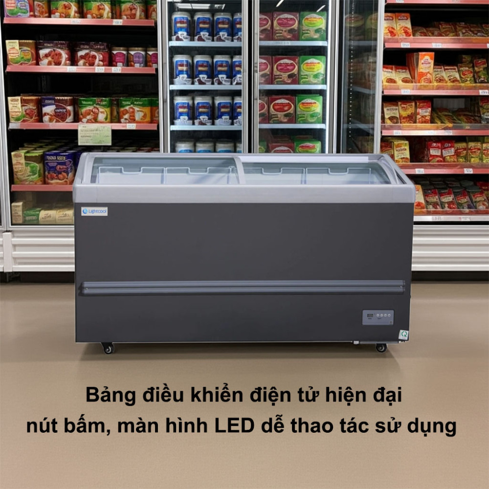 Tủ đông nằm cửa lùa 690L Lightcool SD-836 1M8 thiết kế bảng điều khiển điện tử hiện đại