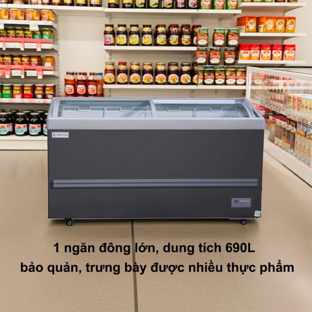 Tủ đông nằm cửa lùa 690L Lightcool SD-836 1M8 với dung tích lớn phù hợp kinh doanh