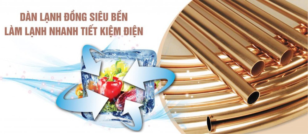 Dàn lạnh ống đồng nguyên chất, có khả năng truyền nhiệt nhanh
