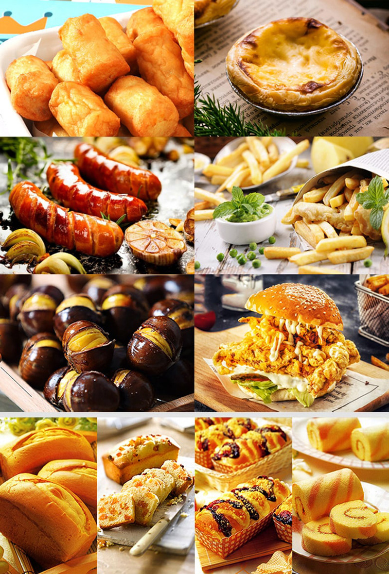 Giữ ấm đa dạng các loại đồ ăn như các loại bánh mì, các món chiên, nướng...