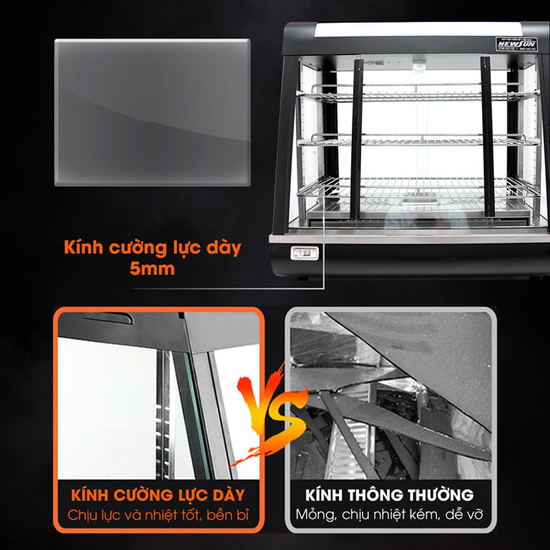Cửa tủ từ kính cường lực trong suốt dễ dàng nhìn thấy thực phẩm bên trong