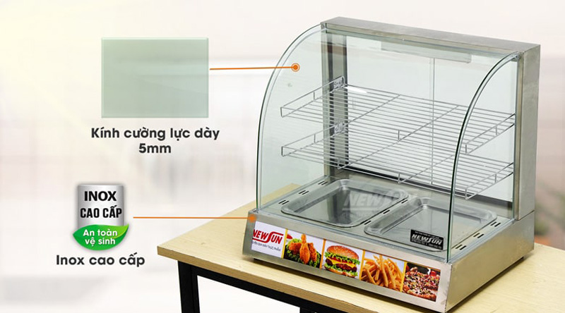 Tủ được làm từ kính cường lực và inox cao cấp