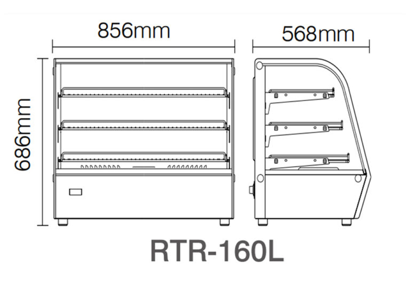 Kích thước của tủ giữ nóng thức ăn Southwind RTR-160L 