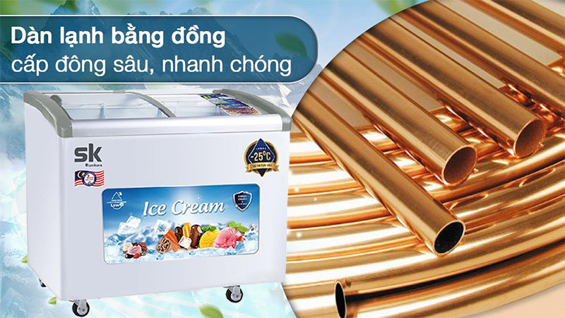 Chất liệu dàn lạnh của Tủ kem Sumikura SKFS-400C-FS