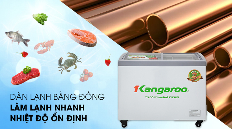 Dàn làm lạnh bằng đồng nguyên chất có độ bền cao, làm lạnh nhanh