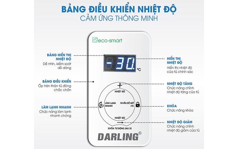 Bảng điều khiển của Tủ kem thông minh Inverter Darling DMF-5079ASKI 