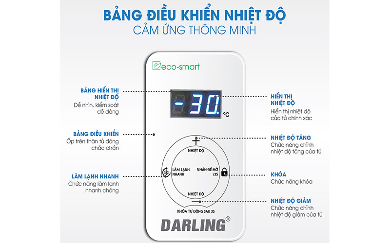 Bảng điều khiển của Tủ kem thông minh Inverter Darling DMF-6079ASKI