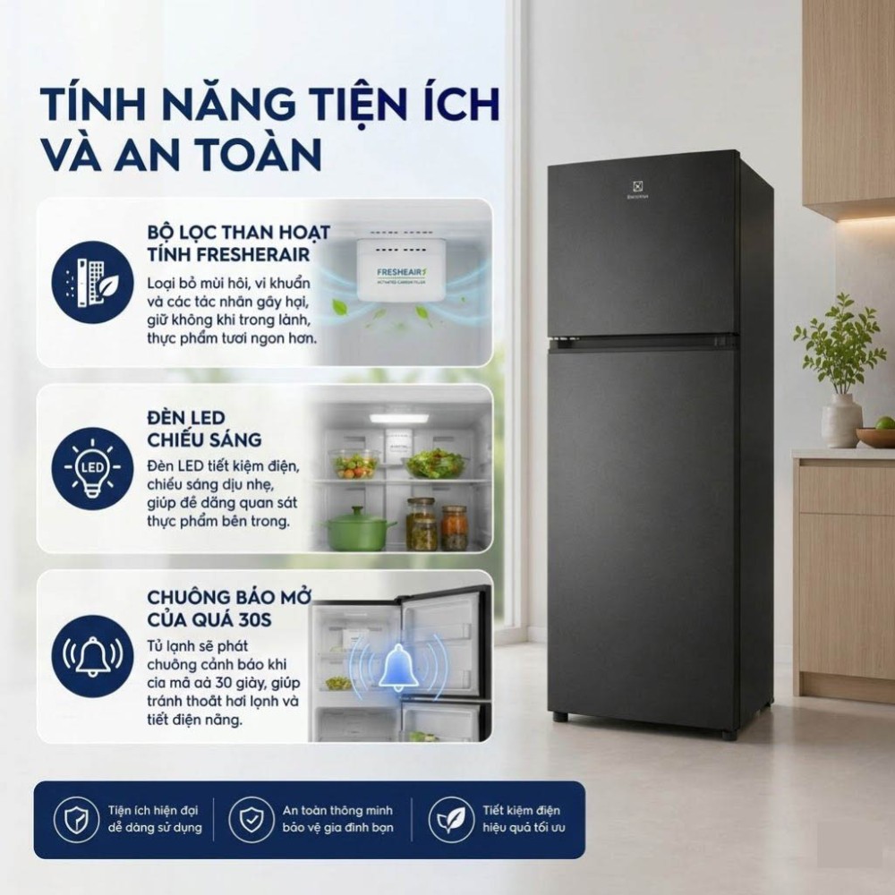 Tủ lạnh Electrolux Inverter 312 lít ETM3100L-B - Hàng chính hãng