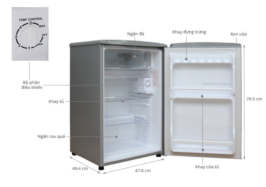 Chi tiết của tủ lạnh Aqua AQR-95AR