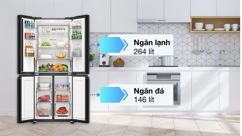 Dung tích của Tủ lạnh Aqua Inverter 410 lít Multi Door AQR-M466XA(CBC)