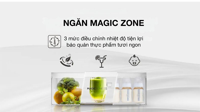 Ngăn Magic Zone của Tủ lạnh Aqua Inverter 410 lít Multi Door AQR-M466XA(CBC)