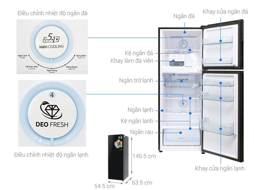 Chi tiết của tủ lạnh Aqua Inveter AQR-IG248EN (GB) 