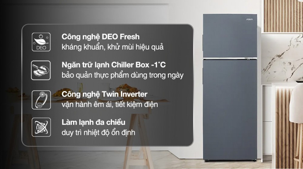 Tủ lạnh Aqua inverter 358 lít AQR-T410FA(SL) - Hàng chính hãng