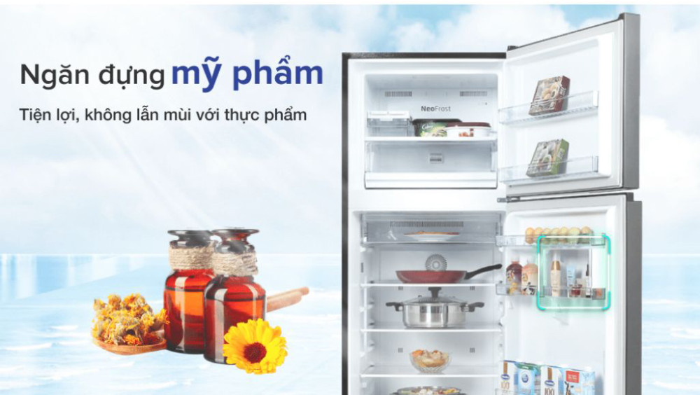 Có ngăn đựng mỹ phẩm riêng, không lo bị ám mùi thức ăn