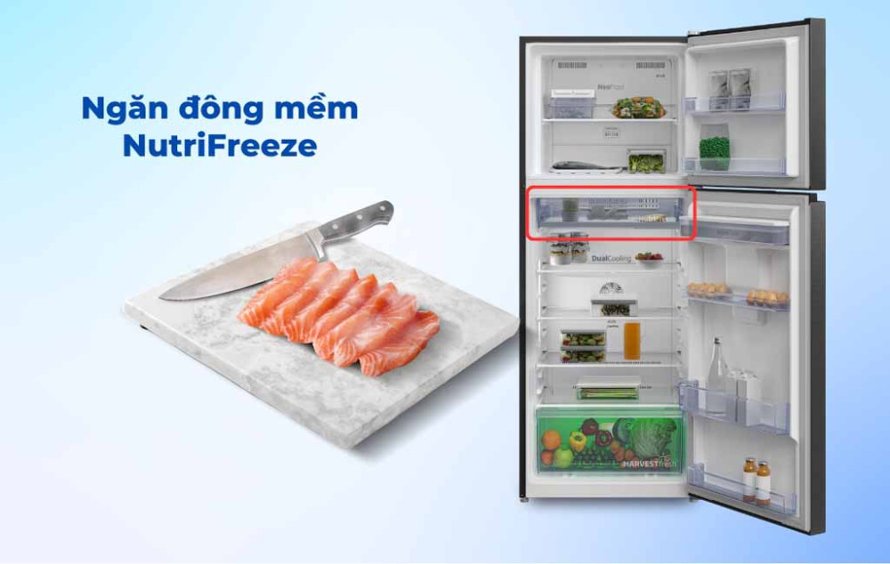 Ngăn đông mềm NutriFreeze -3 độ C trữ đông thịt cá tươi ngon suốt 7 ngày