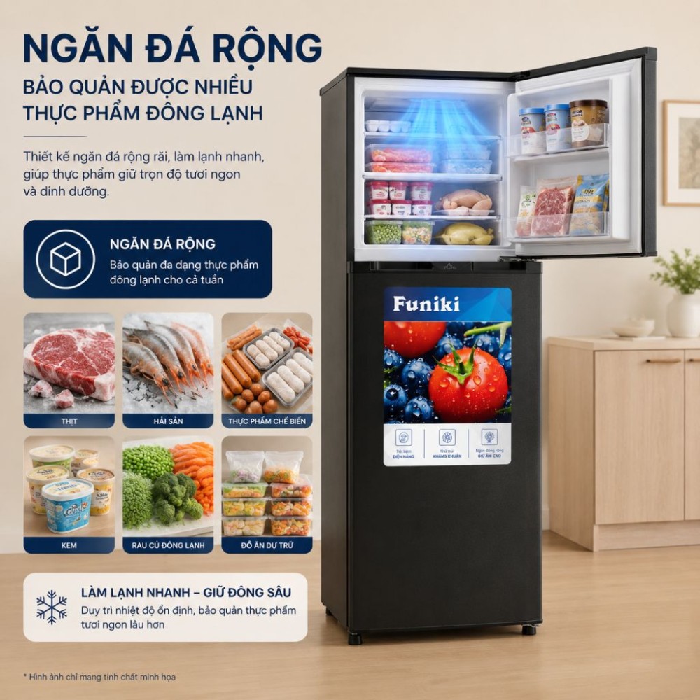 Tủ lạnh Funiki Inverter HR T8209TDG - Hàng chính hãng