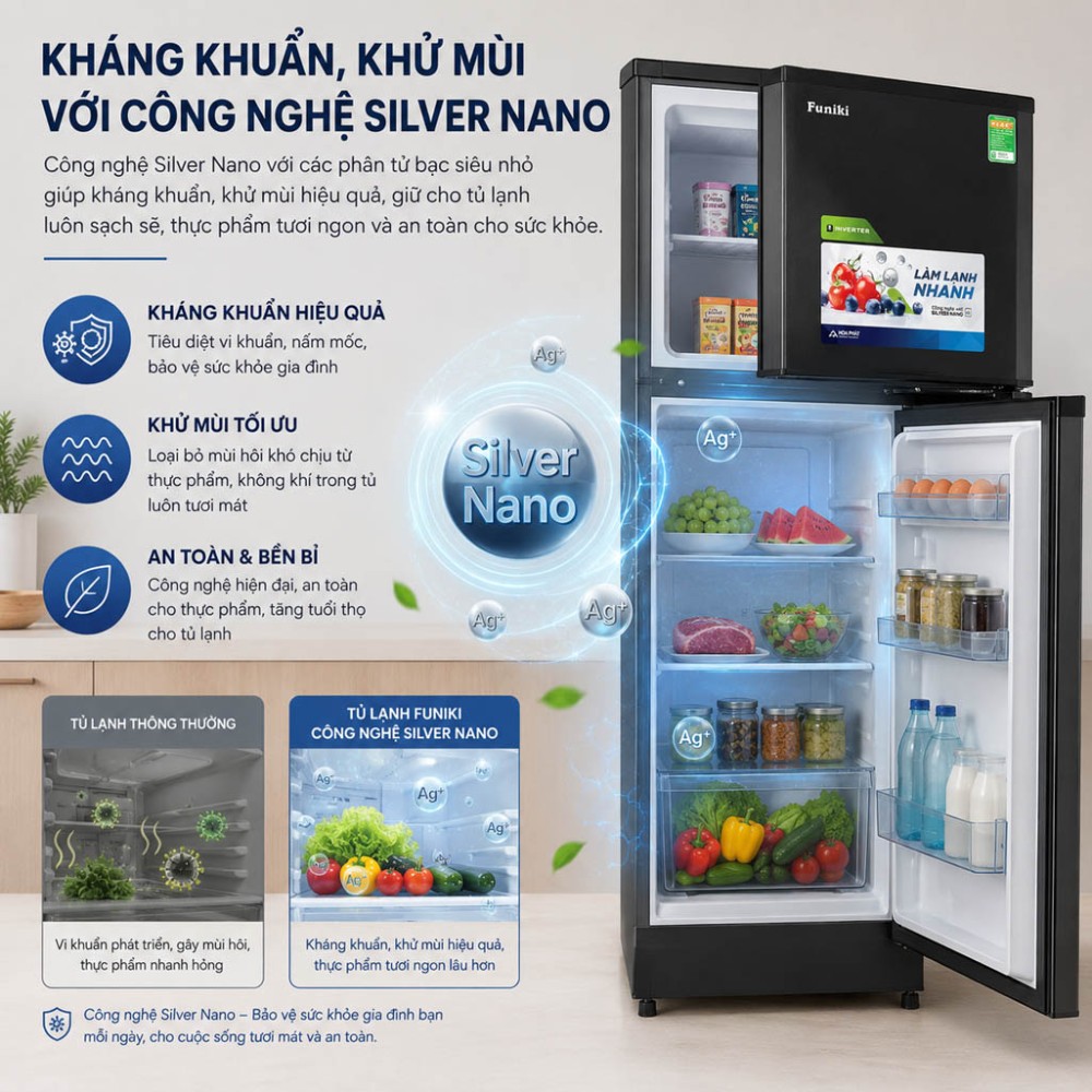 Tủ lạnh Inverter Funiki 185 lít HR T8185TDG - Hàng chính hãng