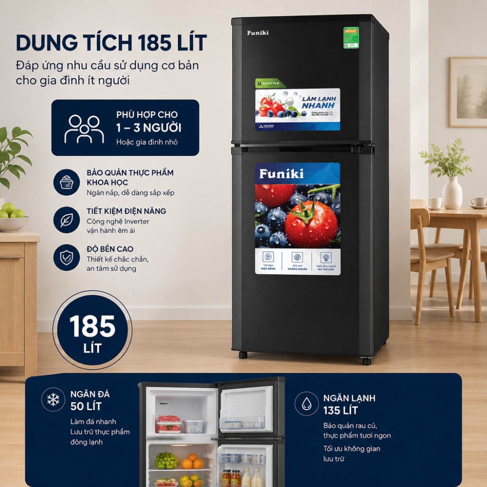 Ax88Win Com Link đăng ký tài khoản Funiki inverter HR T8185TDG 2 cánh 185 lít giải pháp bảo quản Ax88com rất nhiều ưu đãi tiết kiệm điện cho Ax88com kho game đa dạng nhỏ Ax88Win Com Link đăng ký tài khoản Inverter Funiki 185 lít HR T8185TDG - Hàng chính hãng