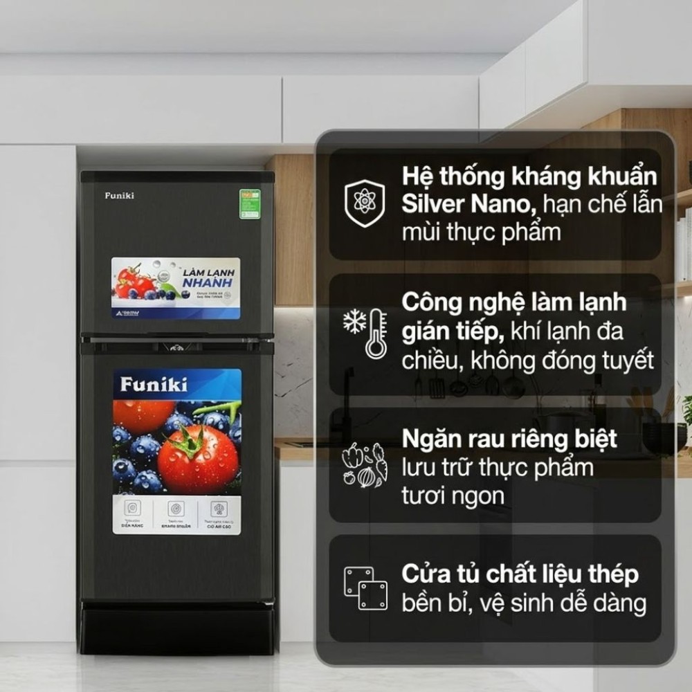Tủ lạnh Inverter Funiki 185 lít HR T8185TDG - Hàng chính hãng