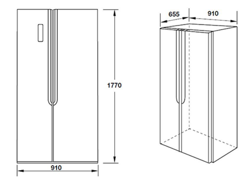 Kích thước của tủ lạnh side by side Hafele HF-SBSID 534.14.020