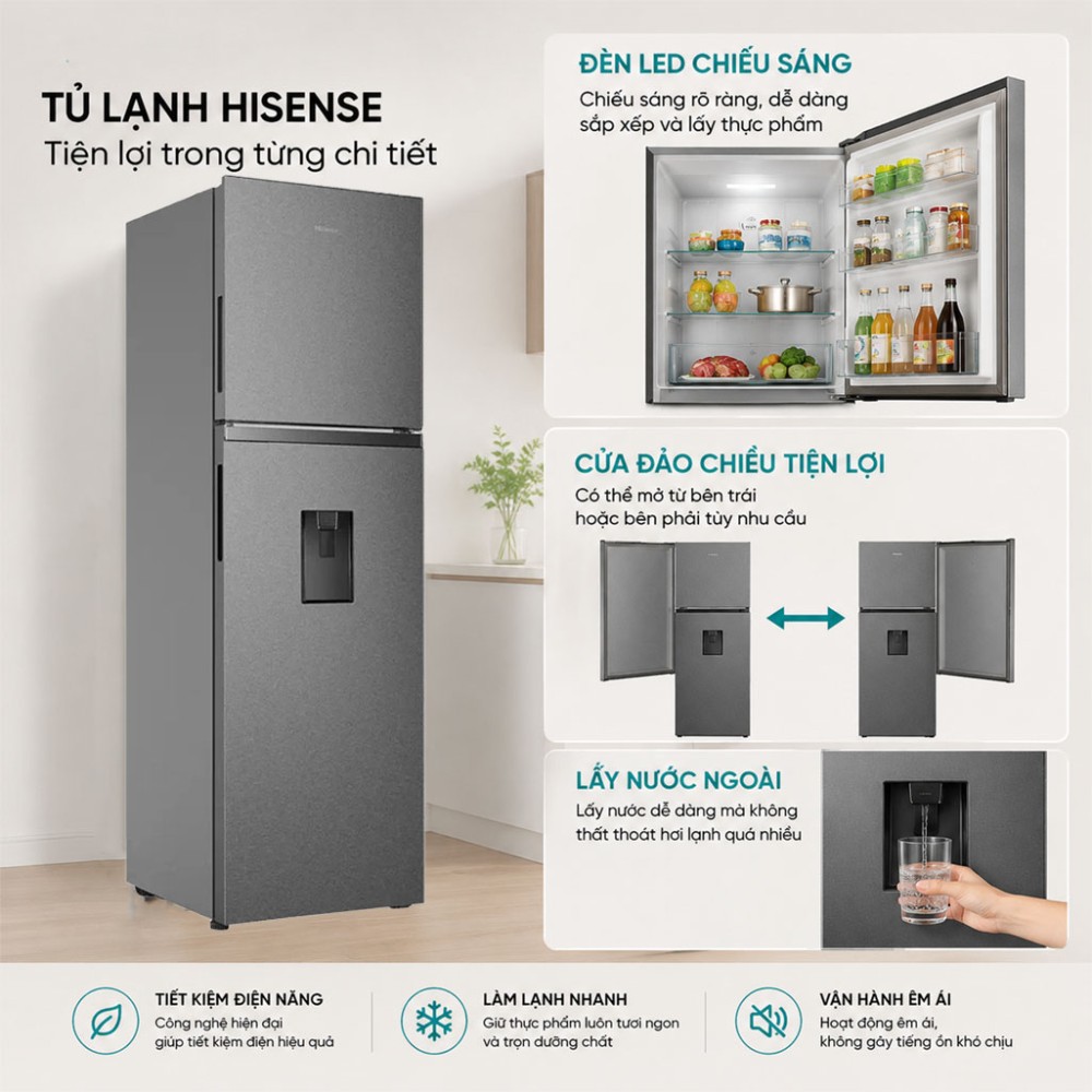 Tủ lạnh Hisense Inverter 324 lít RT469N4EBND - Hàng chính hãng