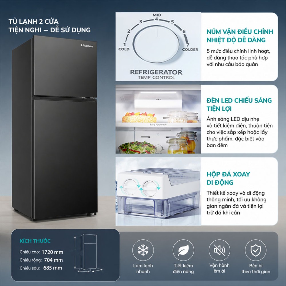 Tủ lạnh Hisense Inverter 424 lít RT549N4EBU - Hàng chính hãng