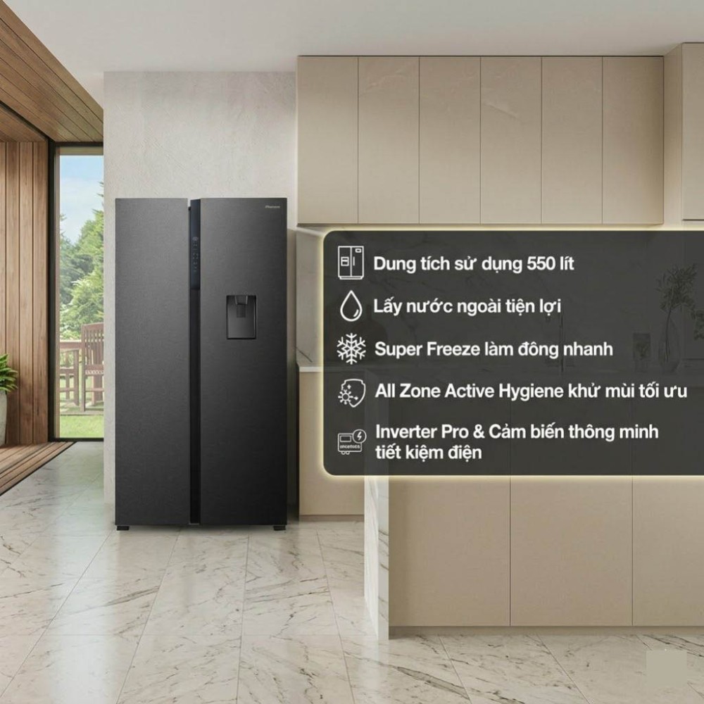 Tủ lạnh Hisense Inverter 550 lít Side By Side RS708N4EBND - Hàng chính hãng