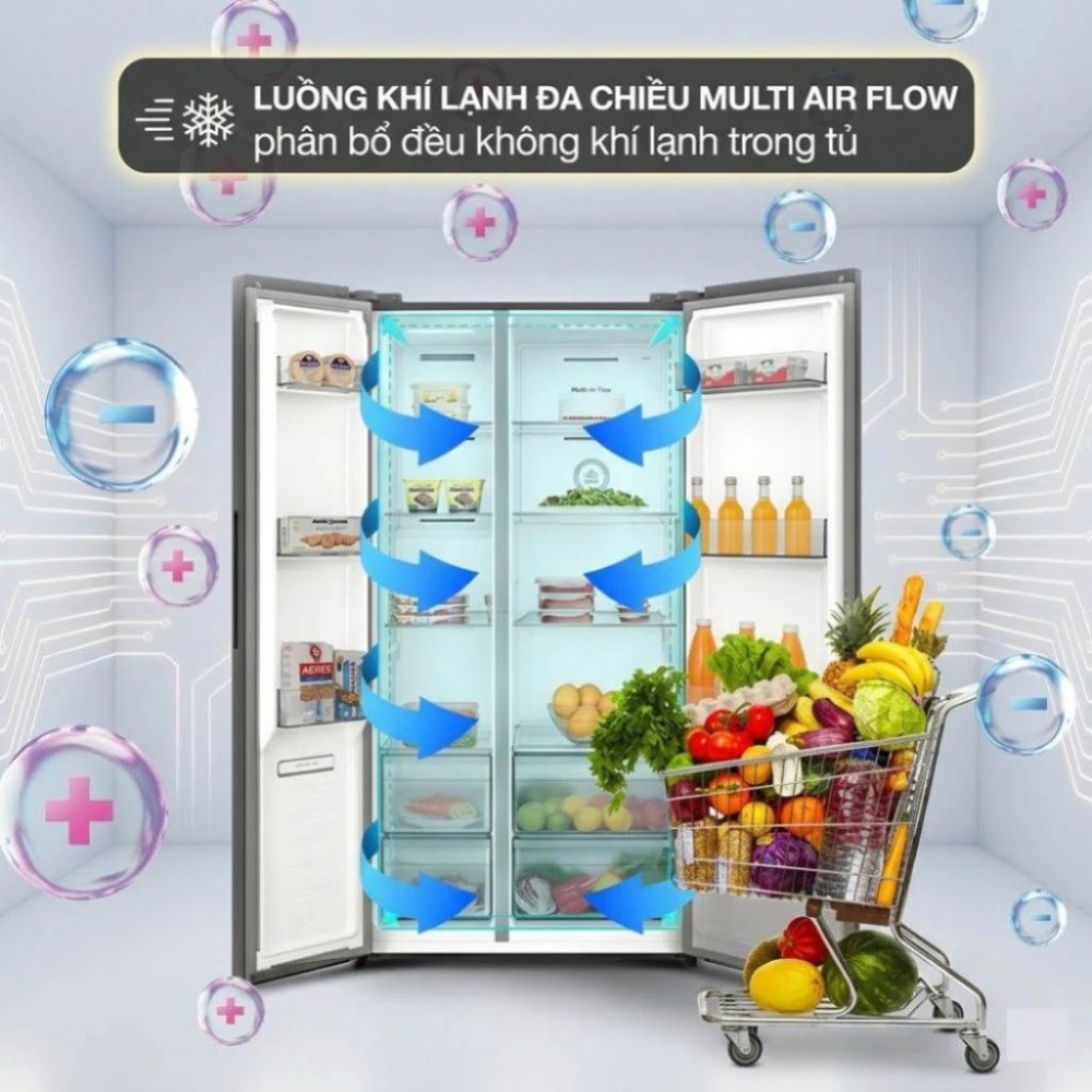 Tủ lạnh Hisense Inverter 550 lít Side By Side RS708N4EBND - Hàng chính hãng