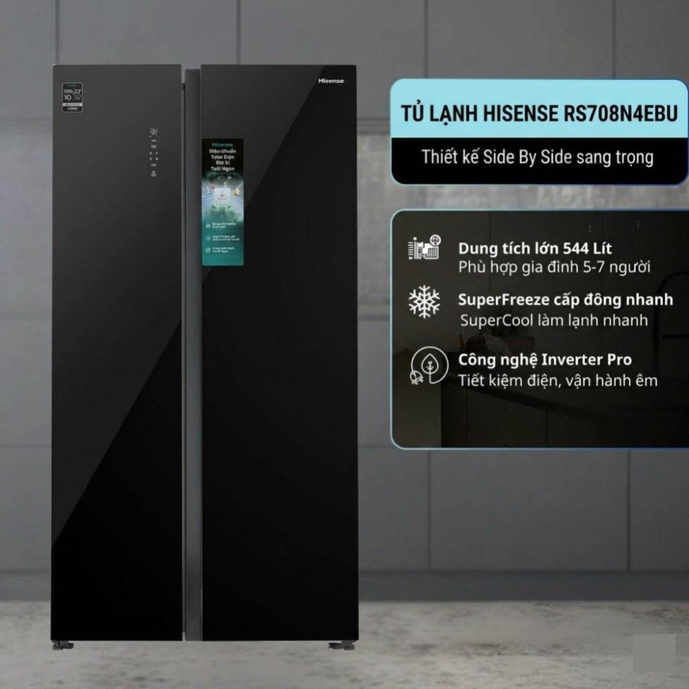 Tủ lạnh Hisense Inverter 544 lít RS708N4EBU - Hàng chính hãng