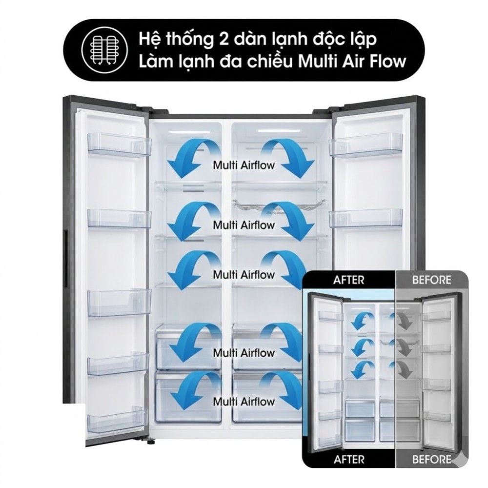 Tủ lạnh Hisense Inverter 544 lít RS708N4EBU - Hàng chính hãng
