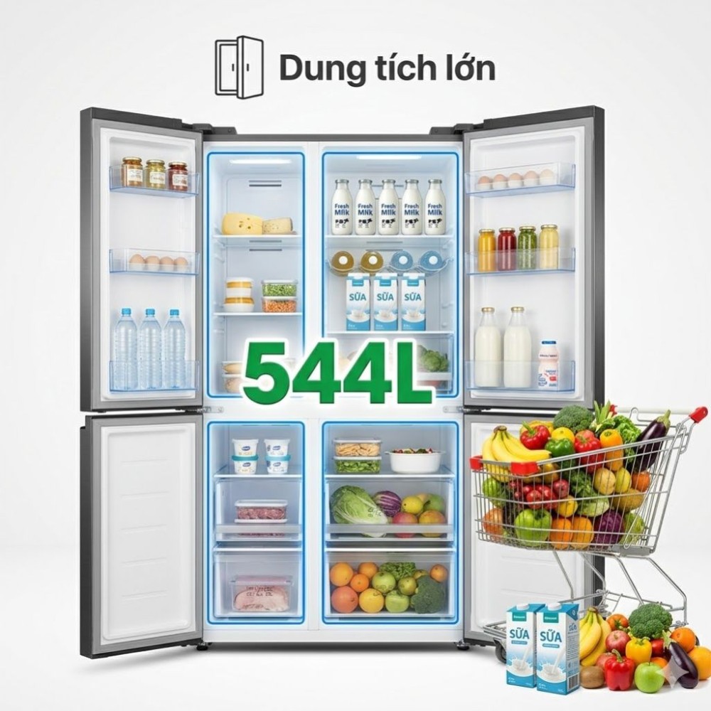 Tủ lạnh Hisense inverter 544 lít RS708N4EBN - Hàng chính hãng