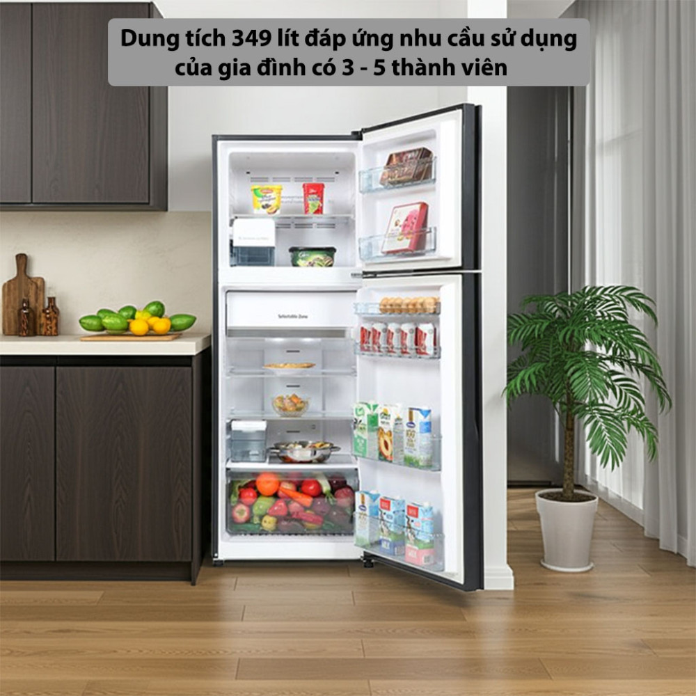 Tủ lạnh Hitachi Inverter 349 lít R-FVY480PGV0-GBK dung tích phù hợp sử dụng cho gia đình