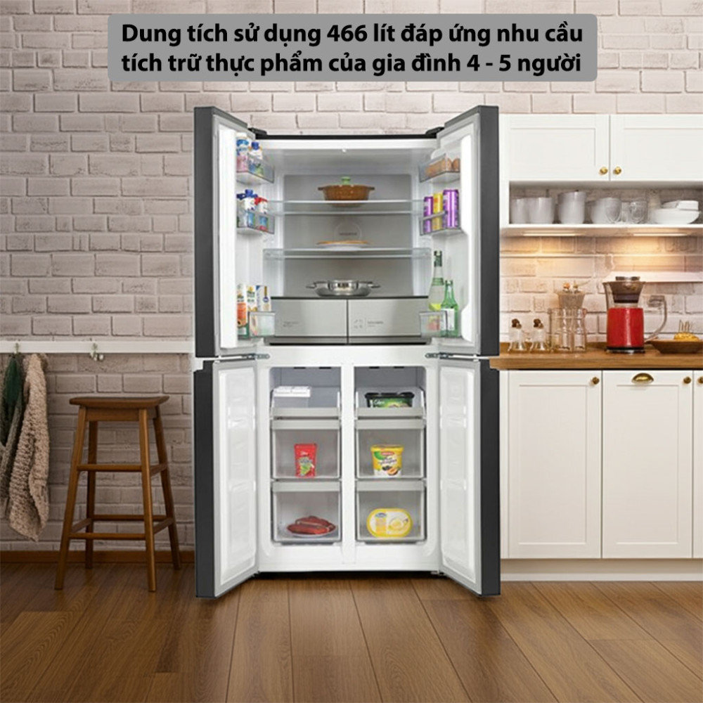 Tủ lạnh Hitachi Inverter 466 lít Multi Door HR4N7522DSDXVN dung tích lớn phù hợp gia đình đông người