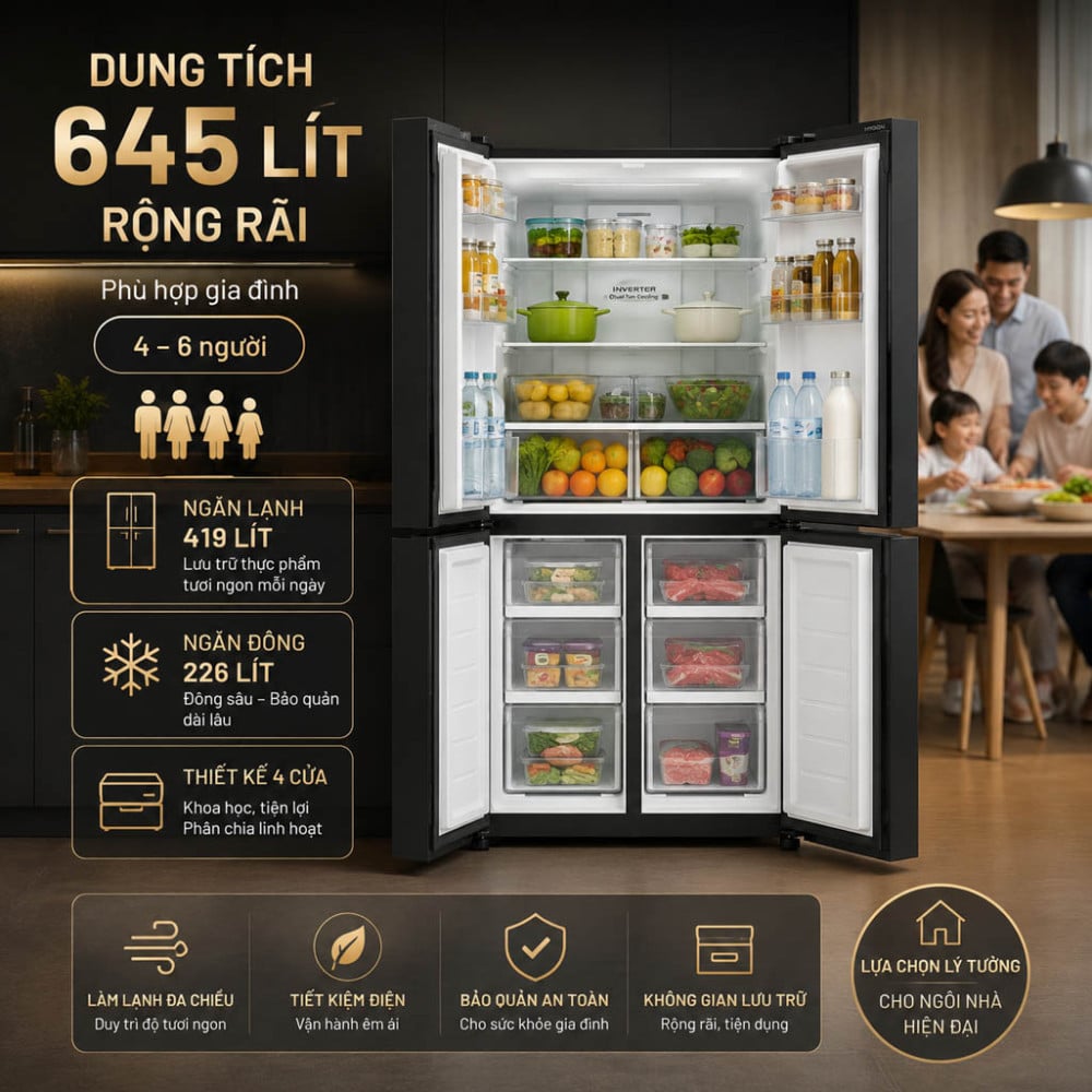 Tủ lạnh Hitachi Inverter 645 lít Multi Door R-WB700PGV4 GBK - Hàng chính hãng