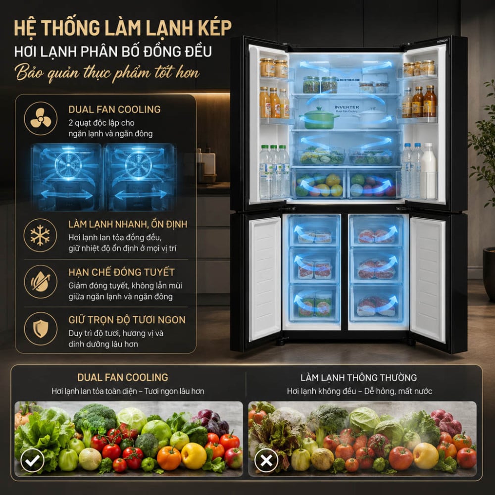 Tủ lạnh Hitachi Inverter 645 lít Multi Door R-WB700PGV4 GBK - Hàng chính hãng
