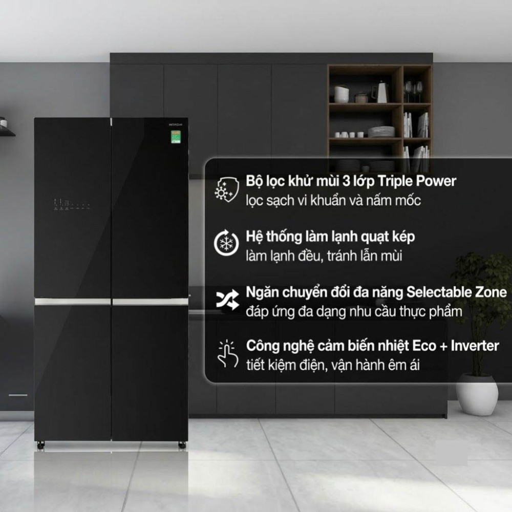 Tủ lạnh Hitachi Inverter 645 lít Multi Door R-WB700VGV4 GBK - Hàng chính hãng