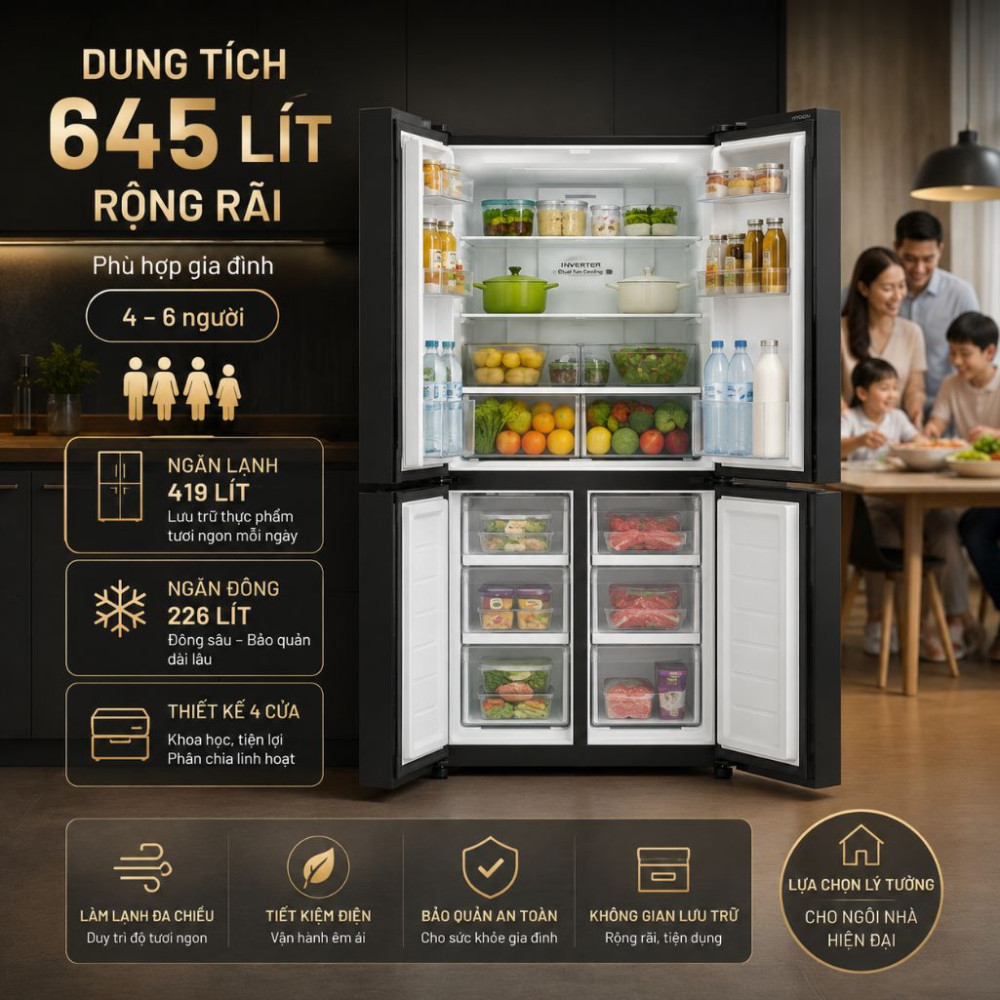 Tủ lạnh Hitachi Inverter 645 lít Multi Door R-WB700VGV4 GBK - Hàng chính hãng