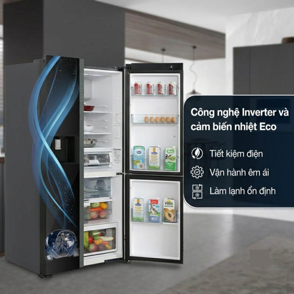 Tủ lạnh Hitachi Inverter 645 lít Multi Door R-WB700VGV4 GBK - Hàng chính hãng