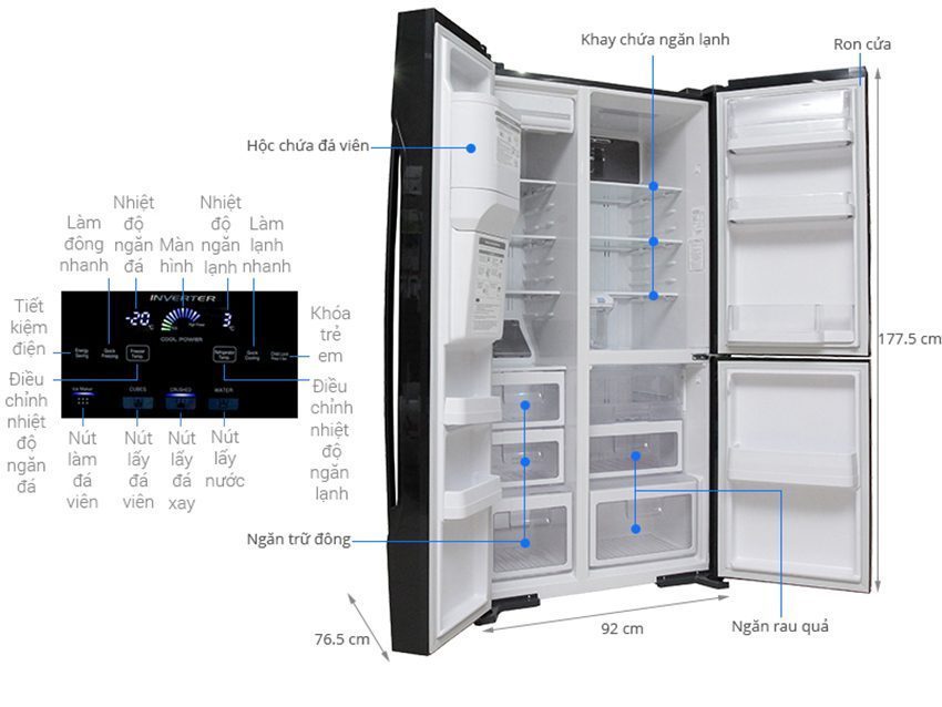 Chi tiết của tủ lạnh Hitachi Inverter 584 lít R-M700GPGV2