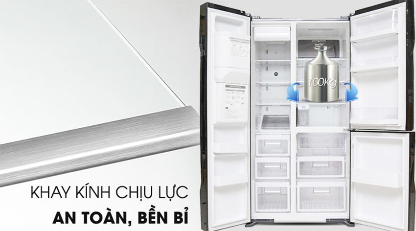Tủ lạnh Hitachi Inverter 584 lít R-M700GPGV2 sử dụng khay kính chịu lực