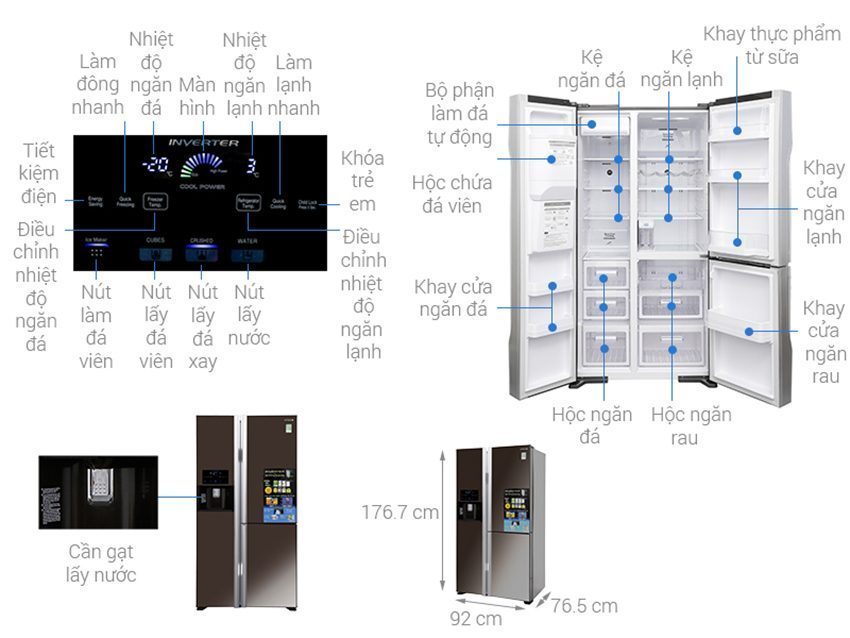 Chi tiết của Tủ lạnh Hitachi Inverter 584 lít R-M700GPGV2X MBW