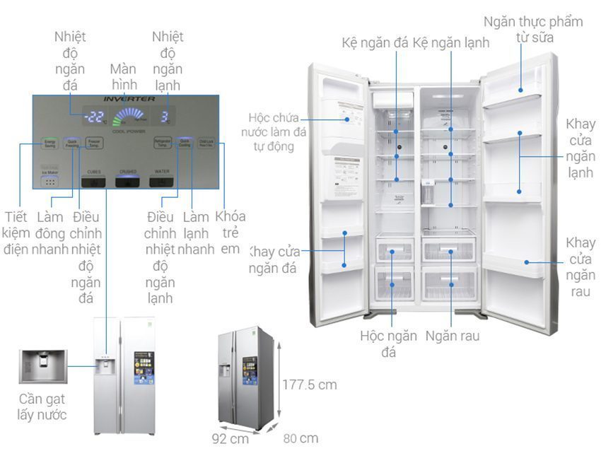 Cấu tạo của Tủ lạnh Hitachi Inverter 589 lít R-S700GPGV2